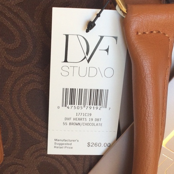 NWT Diane Von Furstenberg Brown Luggage Weekender Suitcase Travel Bag - Picture 4 of 16